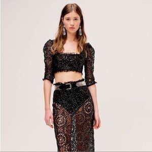 For love and lemon lace sequin skirt and crop top set matching two piece